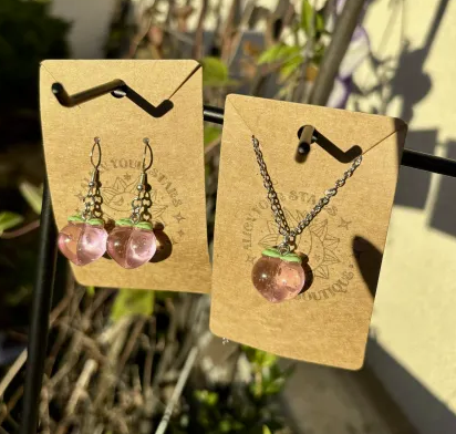 Peach Necklace and Earrings