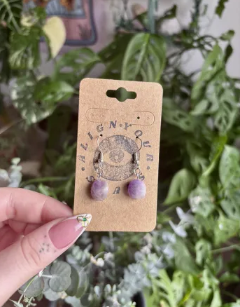 Oval Amethyst Earrings